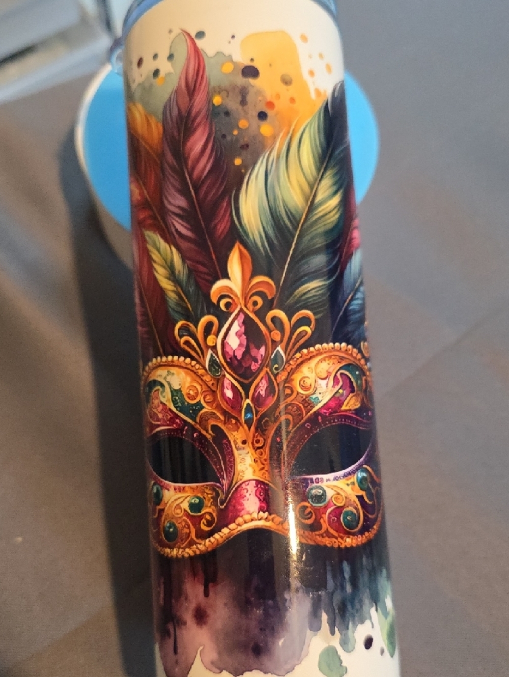 Decorative Feather Masquerade Tumbler - Multicolor